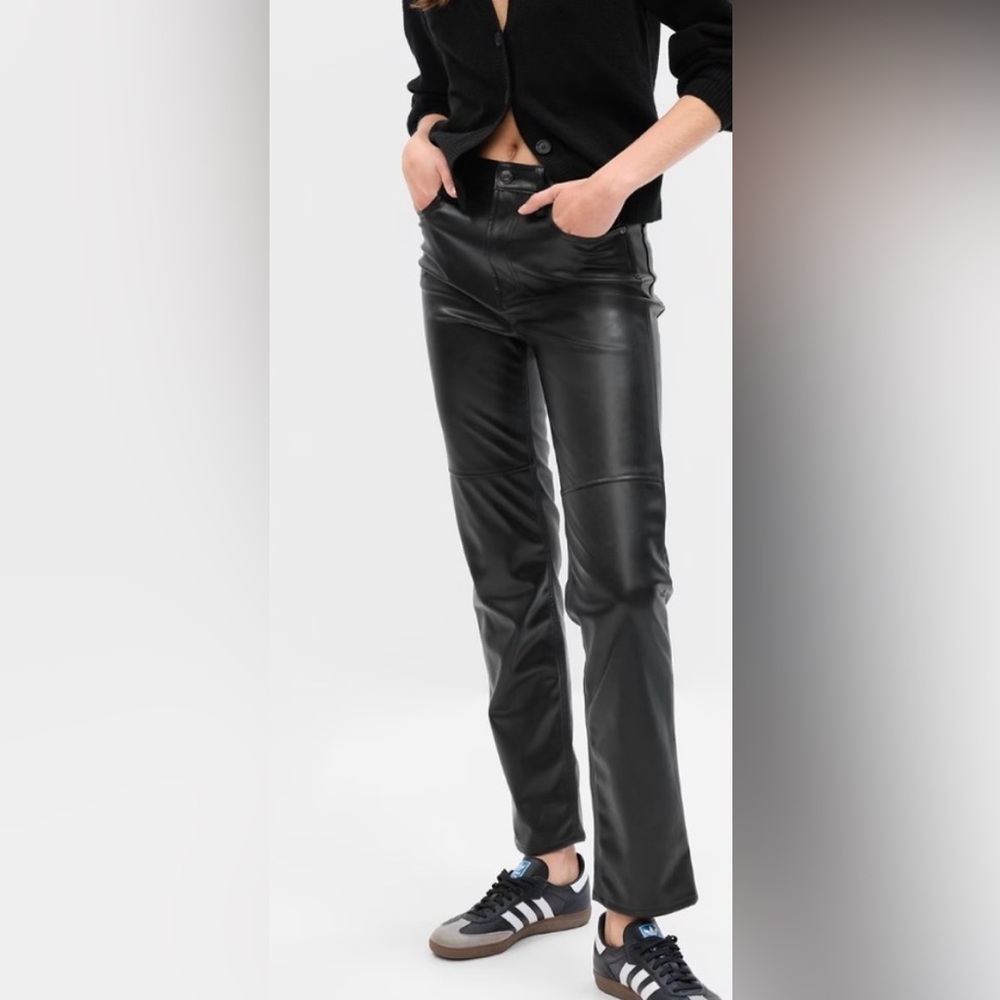 Gap Sky High Rise Faux Leather Cheeky Straight Pants | Size 30 |